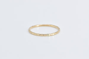 14K Textured Hammered Stacking Fashion Band Ring Yellow Gold