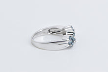 Load image into Gallery viewer, 14K Blue &amp; White Diamond Flower Cluster Statement Ring White Gold