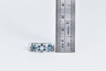 Load image into Gallery viewer, 14K Blue &amp; White Diamond Flower Cluster Statement Ring White Gold