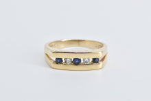 Load image into Gallery viewer, 14K Sapphire Diamond Men&#39;s Squared Wedding Ring Yellow Gold