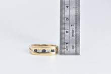 Load image into Gallery viewer, 14K Sapphire Diamond Men&#39;s Squared Wedding Ring Yellow Gold