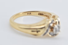 Load image into Gallery viewer, 14K Diamond Swirl Cross Inscribed Vintage Promise Ring Yellow Gold