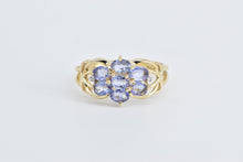 Load image into Gallery viewer, 14K Vintage Oval Tanzanite Diamond Accent Cluster Ring Yellow Gold