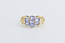 Load image into Gallery viewer, 14K Vintage Oval Tanzanite Diamond Accent Cluster Ring Yellow Gold