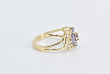 Load image into Gallery viewer, 14K Vintage Oval Tanzanite Diamond Accent Cluster Ring Yellow Gold