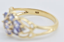 Load image into Gallery viewer, 14K Vintage Oval Tanzanite Diamond Accent Cluster Ring Yellow Gold