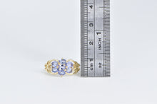 Load image into Gallery viewer, 14K Vintage Oval Tanzanite Diamond Accent Cluster Ring Yellow Gold