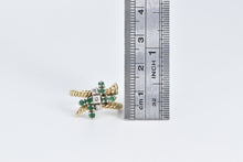 Load image into Gallery viewer, 14K 1960&#39;s Emerald Diamond Cluster Bypass Ring Yellow Gold