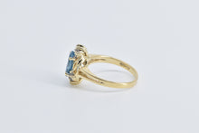 Load image into Gallery viewer, 14K Oval Blue Topaz Diamond Accent Statement Ring Yellow Gold