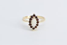 Load image into Gallery viewer, 14K Marquise Opal Garnet Halo Vintage Statement Ring Yellow Gold