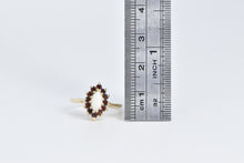 Load image into Gallery viewer, 14K Marquise Opal Garnet Halo Vintage Statement Ring Yellow Gold