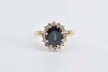 Load image into Gallery viewer, 14K 2.25 Ctw Vintage Sapphire Diamond Halo Ring Yellow Gold