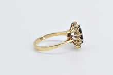 Load image into Gallery viewer, 14K 2.25 Ctw Vintage Sapphire Diamond Halo Ring Yellow Gold