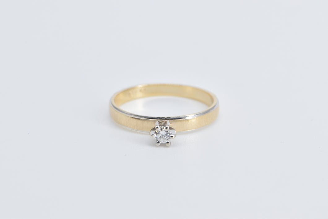 14K Diamond Solitaire Vintage Classic Promise Ring Yellow Gold