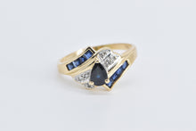 Load image into Gallery viewer, 14K Pear Sapphire Vintage Diamond Bypass Ring Yellow Gold