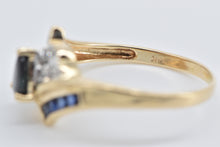 Load image into Gallery viewer, 14K Pear Sapphire Vintage Diamond Bypass Ring Yellow Gold