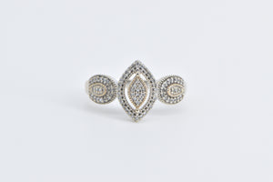 10K Diamond Marquise Halo Vintage Statement Ring Yellow Gold