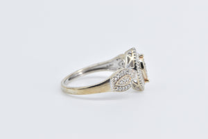 10K Diamond Marquise Halo Vintage Statement Ring Yellow Gold