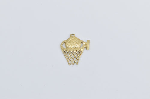 14K Basketball Basket Hoop Dunk Sports Charm/Pendant Yellow Gold