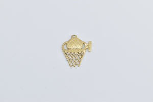 14K Basketball Basket Hoop Dunk Sports Charm/Pendant Yellow Gold