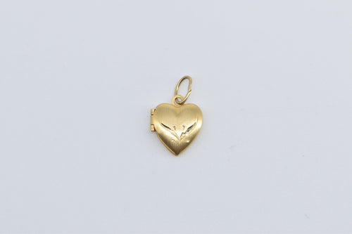 14K Heart Love Symbol Picture Photo Locket Charm/Pendant Yellow Gold