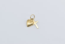 Load image into Gallery viewer, 14K Heart Cross Christian Faith Symbol Charm/Pendant Yellow Gold