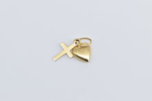 Load image into Gallery viewer, 14K Heart Cross Christian Faith Symbol Charm/Pendant Yellow Gold