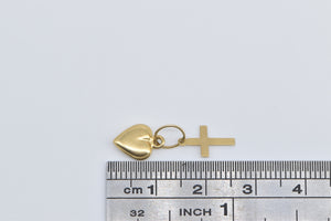 14K Heart Cross Christian Faith Symbol Charm/Pendant Yellow Gold