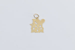 14K I Love You Mom Heart Love Message Charm/Pendant Yellow Gold