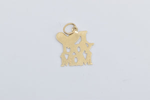 14K I Love You Mom Heart Love Message Charm/Pendant Yellow Gold