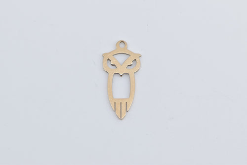 14K Owl Cut Out Wisdom Symbol Animal Bird Charm/Pendant Yellow Gold