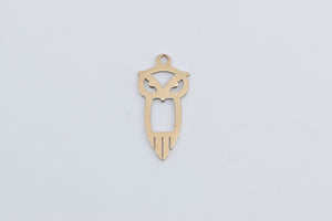 14K Owl Cut Out Wisdom Symbol Animal Bird Charm/Pendant Yellow Gold