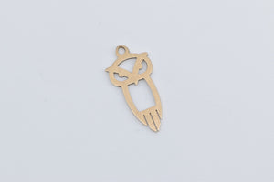 14K Owl Cut Out Wisdom Symbol Animal Bird Charm/Pendant Yellow Gold