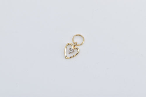 14K Heart Love Symbol Diamond Vintage Romantic Charm/Pendant Yellow Gold