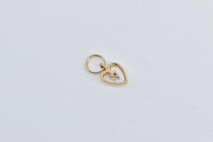 14K Heart Love Symbol Diamond Vintage Romantic Charm/Pendant Yellow Gold