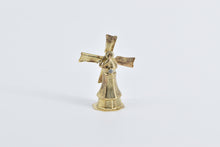 Load image into Gallery viewer, 14K 3D Articulated Windmill Dutch Motif Spinning Charm/Pendant Yellow Gold