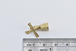 14K 3D Articulated Windmill Dutch Motif Spinning Charm/Pendant Yellow Gold