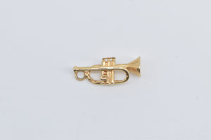 14K Trumpet Musical Instrument Band Jazz Charm/Pendant Yellow Gold