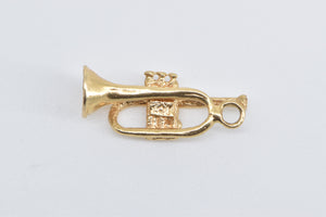 14K Trumpet Musical Instrument Band Jazz Charm/Pendant Yellow Gold