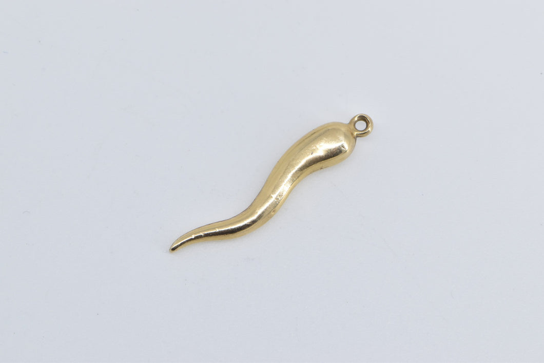 14K Italian Horn Traditional Protection Symbol Charm/Pendant Yellow Gold