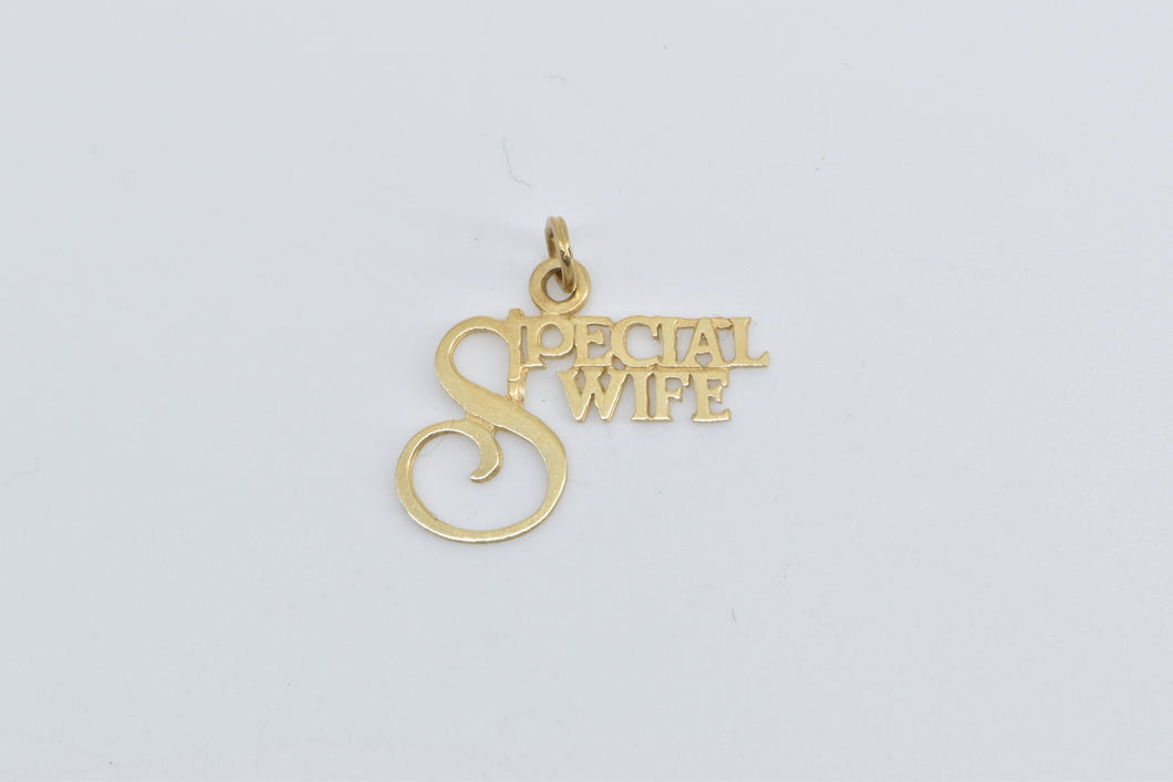 14K Special Wife Word Cut Out Symbol Charm/Pendant Yellow Gold