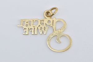 14K Special Wife Word Cut Out Symbol Charm/Pendant Yellow Gold