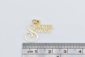 14K Special Wife Word Cut Out Symbol Charm/Pendant Yellow Gold