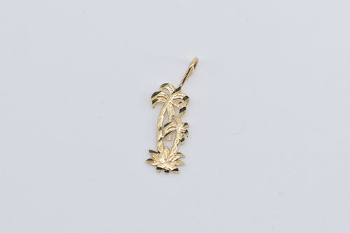 14K Palm Tree Beach Tropical Motif Ocean Charm/Pendant Yellow Gold