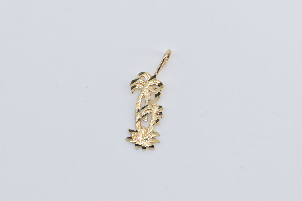 14K Palm Tree Beach Tropical Motif Ocean Charm/Pendant Yellow Gold