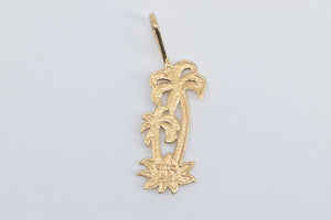 14K Palm Tree Beach Tropical Motif Ocean Charm/Pendant Yellow Gold