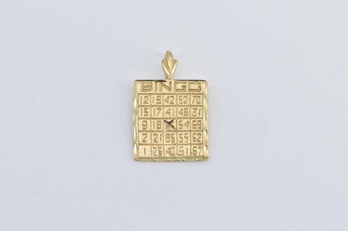 14K Bingo Card Vintage Classic Game Charm/Pendant Yellow Gold