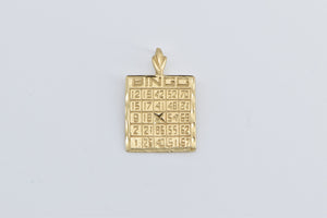 14K Bingo Card Vintage Classic Game Charm/Pendant Yellow Gold