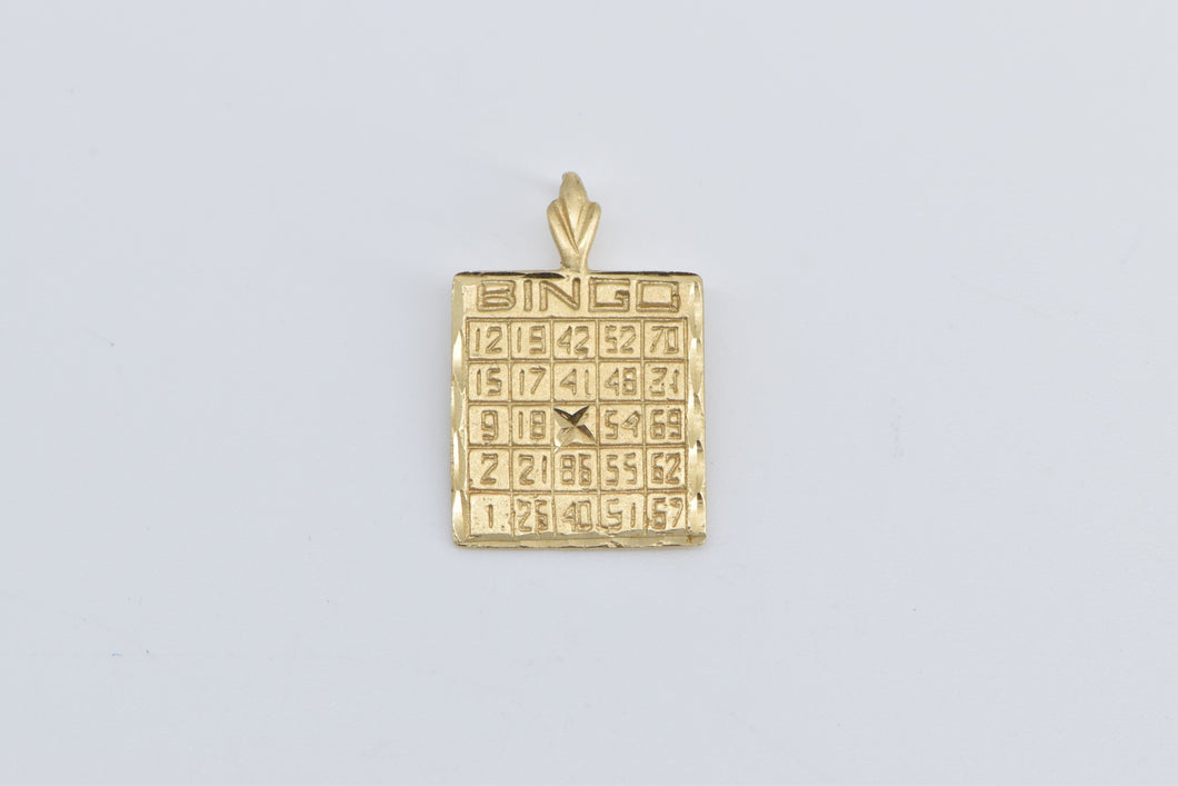 14K Bingo Card Vintage Classic Game Charm/Pendant Yellow Gold