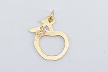 Load image into Gallery viewer, 14K Apple Diamond Cut Teacher Symbol Fruit Charm/Pendant Yellow Gold